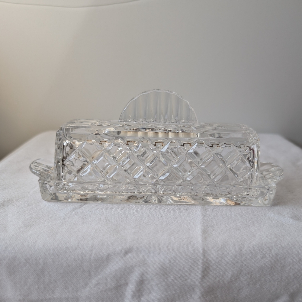 Gorham Crystal King Edward Covered  Butter Dish Discontinued